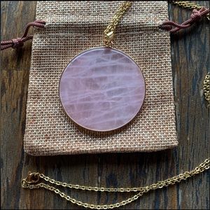 Large Rose Quartz Round Necklace Rose Quartz Minimalist Necklace